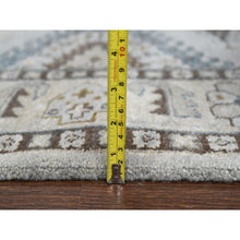 Load image into Gallery viewer, 5&#39;1&quot;x6&#39;10&quot; Revel Blue, Tone on Tone, Hand Knotted Borderless Tabriz All Over Leaf Design, Wool and Silk, Oriental Rug FWR544038