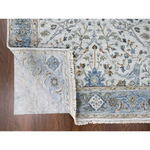 Load image into Gallery viewer, 4&#39;x5&#39;9&quot; Cotton White, Oushak With Floral Motifs, Pure Wool, Soft Pile, Hand Knotted, Densely Woven, Oriental Rug FWR61158