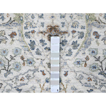 Load image into Gallery viewer, 4&#39;x5&#39;9&quot; Cotton White, Oushak With Floral Motifs, Pure Wool, Soft Pile, Hand Knotted, Densely Woven, Oriental Rug FWR61158