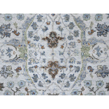 Load image into Gallery viewer, 4&#39;x5&#39;9&quot; Cotton White, Oushak With Floral Motifs, Pure Wool, Soft Pile, Hand Knotted, Densely Woven, Oriental Rug FWR61158