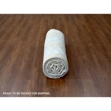 Load image into Gallery viewer, 9&#39;x12&#39; Beige With Gold, Abstract Design, Wool And Silk, Hi-low Pile, Densely Woven, Hand Knotted, Oriental Rug FWR61170
