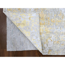 Load image into Gallery viewer, 2&#39;7&quot;x7&#39;10&quot; Beige With Gold, Abstract Design, Wool And Silk, Hi-low Pile, Densely Woven, Hand Knotted, Runner, Oriental Rug FWR61176