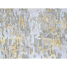 Load image into Gallery viewer, 2&#39;7&quot;x7&#39;10&quot; Beige With Gold, Abstract Design, Wool And Silk, Hi-low Pile, Densely Woven, Hand Knotted, Runner, Oriental Rug FWR61176