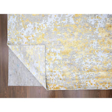 Load image into Gallery viewer, 10&#39;x13&#39;10&quot; Beige With Gold, Abstract Design, Wool And Silk, Densely Woven, Hi-low Pile, Hand Knotted, Oriental Rug FWR61188