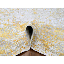 Load image into Gallery viewer, 10&#39;x13&#39;10&quot; Beige With Gold, Abstract Design, Wool And Silk, Densely Woven, Hi-low Pile, Hand Knotted, Oriental Rug FWR61188