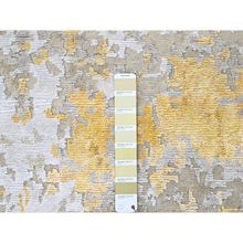 Load image into Gallery viewer, 10&#39;x13&#39;10&quot; Beige With Gold, Abstract Design, Wool And Silk, Densely Woven, Hi-low Pile, Hand Knotted, Oriental Rug FWR61188