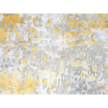 Load image into Gallery viewer, 10&#39;x13&#39;10&quot; Beige With Gold, Abstract Design, Wool And Silk, Densely Woven, Hi-low Pile, Hand Knotted, Oriental Rug FWR61188