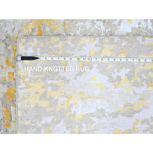Load image into Gallery viewer, 10&#39;x13&#39;10&quot; Beige With Gold, Abstract Design, Wool And Silk, Densely Woven, Hi-low Pile, Hand Knotted, Oriental Rug FWR61188