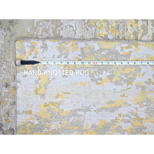 Load image into Gallery viewer, 8&#39;x9&#39;9&quot; Beige With Gold, Wool And Silk, Abstract Design, Denser Weave, Hi-low Pile, Hand Knotted, Oriental Rug FWR61194