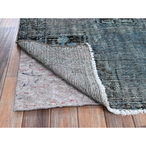 3'6"x5'9" Misty Gray, Ovedyed Vintage Persian Bakhtiar with Large Medallion, Worn and Distressed, Sheared Low, Zero Pile, Sides and Ends Professionally Secured, Hand Knotted, 100% Wool, Oriental Rug FWR6114