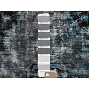 3'6"x5'9" Misty Gray, Ovedyed Vintage Persian Bakhtiar with Large Medallion, Worn and Distressed, Sheared Low, Zero Pile, Sides and Ends Professionally Secured, Hand Knotted, 100% Wool, Oriental Rug FWR6114