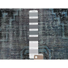 Load image into Gallery viewer, 3&#39;6&quot;x5&#39;9&quot; Misty Gray, Ovedyed Vintage Persian Bakhtiar With Large Medallion, Worn And Distressed, Sheared Low, Zero Pile, Sides And Ends Professionally Secured, Hand Knotted, 100% Wool, Oriental Rug FWR6114