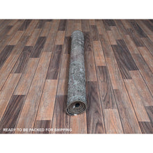 Load image into Gallery viewer, 3&#39;6&quot;x5&#39;9&quot; Misty Gray, Ovedyed Vintage Persian Bakhtiar with Large Medallion, Worn and Distressed, Sheared Low, Zero Pile, Sides and Ends Professionally Secured, Hand Knotted, 100% Wool, Oriental Rug FWR6114