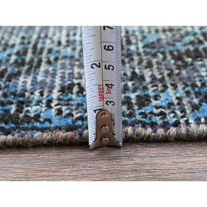 3'6"x5'9" Misty Gray, Ovedyed Vintage Persian Bakhtiar with Large Medallion, Worn and Distressed, Sheared Low, Zero Pile, Sides and Ends Professionally Secured, Hand Knotted, 100% Wool, Oriental Rug FWR6114