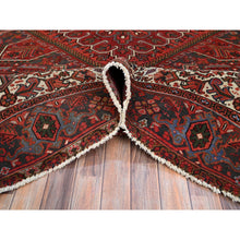 Load image into Gallery viewer, 10&#39;x12&#39;5&quot; Vivid Burgundy Red, Evenly Worn, 100% Wool, Hand Knotted, Clean Sides And Ends Secured, Semi Antique Persian Heriz, Good Condition, Oriental Rug FWR606