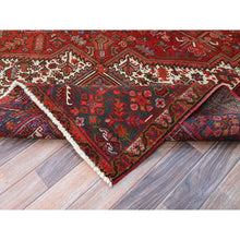 Load image into Gallery viewer, 10&#39;x12&#39;5&quot; Vivid Burgundy Red, Evenly Worn, 100% Wool, Hand Knotted, Clean Sides And Ends Secured, Semi Antique Persian Heriz, Good Condition, Oriental Rug FWR606