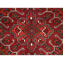 Load image into Gallery viewer, 10&#39;x12&#39;5&quot; Vivid Burgundy Red, Evenly Worn, 100% Wool, Hand Knotted, Clean Sides And Ends Secured, Semi Antique Persian Heriz, Good Condition, Oriental Rug FWR606