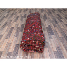 Load image into Gallery viewer, 10&#39;x12&#39;5&quot; Vivid Burgundy Red, Evenly Worn, 100% Wool, Hand Knotted, Clean Sides And Ends Secured, Semi Antique Persian Heriz, Good Condition, Oriental Rug FWR606