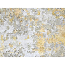 Load image into Gallery viewer, 5&#39;x7&#39; Beige with Gold, Hand Knotted, Abstract Design, Wool and Silk, Hi-Low Pile, Oriental Rug FWR61200