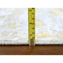 Load image into Gallery viewer, 5&#39;x7&#39; Beige with Gold, Hand Knotted, Abstract Design, Wool and Silk, Hi-Low Pile, Oriental Rug FWR61200