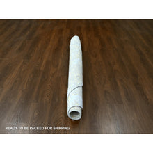 Load image into Gallery viewer, 7&#39;9&#39;x7&#39;9&quot; Beige with Gold, Abstract Design, Wool and Silk, Hi-Low Pile, Hand Knotted, Round, Oriental Rug FWR61212