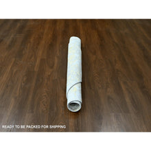 Load image into Gallery viewer, 6&#39;x6&#39; Beige With Gold, Wool And Silk, Abstract Design, Hi-low Pile, Hand Knotted, Round, Oriental Rug FWR61218