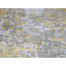 Load image into Gallery viewer, 11&#39;10&quot;x11&#39;10&quot; Beige with Gold, Abstract Design, Wool and Silk, Densely Woven, Hi-Low Pile, Hand Knotted, Round, Oriental Rug FWR61236
