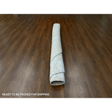Load image into Gallery viewer, 11&#39;10&quot;x11&#39;10&quot; Beige with Gold, Abstract Design, Wool and Silk, Densely Woven, Hi-Low Pile, Hand Knotted, Round, Oriental Rug FWR61236