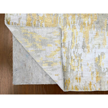 Load image into Gallery viewer, 2&#39;7&#39;x23&#39;6&quot; Beige With Gold, Abstract Design, Wool And Silk, Hi-low Pile, Hand Knotted, Xl Runner, Oriental Rug FWR61242