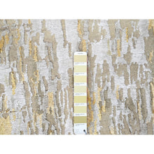 Load image into Gallery viewer, 2&#39;7&#39;x23&#39;6&quot; Beige With Gold, Abstract Design, Wool And Silk, Hi-low Pile, Hand Knotted, Xl Runner, Oriental Rug FWR61242