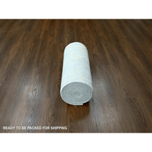 Load image into Gallery viewer, 2&#39;7&#39;x23&#39;6&quot; Beige With Gold, Abstract Design, Wool And Silk, Hi-low Pile, Hand Knotted, Xl Runner, Oriental Rug FWR61242