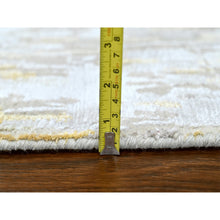 Load image into Gallery viewer, 2&#39;7&#39;x23&#39;6&quot; Beige With Gold, Abstract Design, Wool And Silk, Hi-low Pile, Hand Knotted, Xl Runner, Oriental Rug FWR61242
