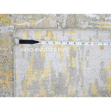 Load image into Gallery viewer, 2&#39;7&#39;x23&#39;6&quot; Beige With Gold, Abstract Design, Wool And Silk, Hi-low Pile, Hand Knotted, Xl Runner, Oriental Rug FWR61242