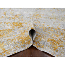 Load image into Gallery viewer, 12&#39;x14&#39;9&quot; Beige With Gold, Abstract Design, Wool And Silk, Hi-low Pile, Hand Knotted, Densely Woven, Oversized, Oriental Rug FWR61248