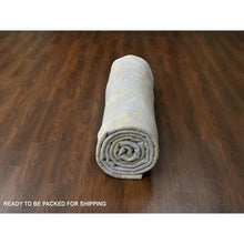 Load image into Gallery viewer, 12&#39;x14&#39;9&quot; Beige With Gold, Abstract Design, Wool And Silk, Hi-low Pile, Hand Knotted, Densely Woven, Oversized, Oriental Rug FWR61248