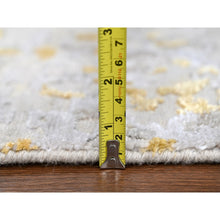Load image into Gallery viewer, 12&#39;x14&#39;9&quot; Beige With Gold, Abstract Design, Wool And Silk, Hi-low Pile, Hand Knotted, Densely Woven, Oversized, Oriental Rug FWR61248