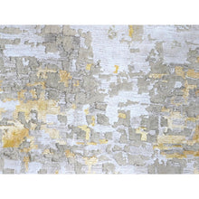Load image into Gallery viewer, 10&#39;x10&#39; Beige with Gold, Abstract Design, Wool and Silk, Hi-Low Pile, Hand Knotted, Round, Oriental Rug FWR61254