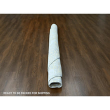 Load image into Gallery viewer, 10&#39;x10&#39; Beige with Gold, Abstract Design, Wool and Silk, Hi-Low Pile, Hand Knotted, Round, Oriental Rug FWR61254