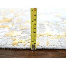 Load image into Gallery viewer, 10&#39;x10&#39; Beige With Gold, Abstract Design, Wool And Silk, Hi-low Pile, Hand Knotted, Round, Oriental Rug FWR61254