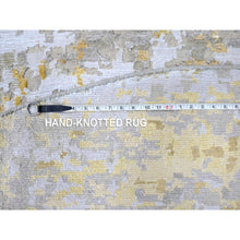 Load image into Gallery viewer, 10&#39;x10&#39; Beige with Gold, Abstract Design, Wool and Silk, Hi-Low Pile, Hand Knotted, Round, Oriental Rug FWR61254