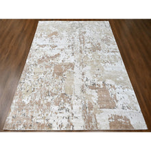 Load image into Gallery viewer, 9&#39;x12&#39;1&quot; Beaver Brown and Earth Tone Colors, Abstract Design with Nepali Weave, Shiny Plant Based Silk, Hand Knotted, Oriental Rug FWR61266