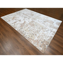 Load image into Gallery viewer, 9&#39;x12&#39;1&quot; Beaver Brown and Earth Tone Colors, Abstract Design with Nepali Weave, Shiny Plant Based Silk, Hand Knotted, Oriental Rug FWR61266