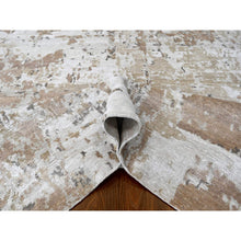 Load image into Gallery viewer, 9&#39;x12&#39;1&quot; Beaver Brown and Earth Tone Colors, Abstract Design with Nepali Weave, Shiny Plant Based Silk, Hand Knotted, Oriental Rug FWR61266