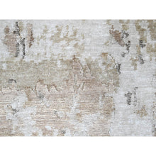 Load image into Gallery viewer, 9&#39;x12&#39;1&quot; Beaver Brown and Earth Tone Colors, Abstract Design with Nepali Weave, Shiny Plant Based Silk, Hand Knotted, Oriental Rug FWR61266