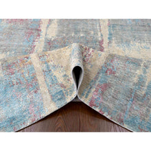 Load image into Gallery viewer, 9&#39;x12&#39; Pastel Yellow and Blue Earth Tones, Abstract Design with Nepali Weave, Shiny Wool and Silk, Hand Knotted, Oriental Rug FWR61272