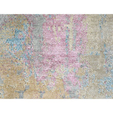Load image into Gallery viewer, 9&#39;x12&#39; Pastel Yellow And Blue Earth Tones, Abstract Design With Nepali Weave, Shiny Wool And Silk, Hand Knotted, Oriental Rug FWR61272