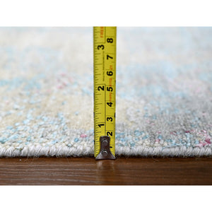 9'x12' Pastel Yellow and Blue Earth Tones, Abstract Design with Nepali Weave, Shiny Wool and Silk, Hand Knotted, Oriental Rug FWR61272