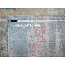 Load image into Gallery viewer, 9&#39;x12&#39; Pastel Yellow and Blue Earth Tones, Abstract Design with Nepali Weave, Shiny Wool and Silk, Hand Knotted, Oriental Rug FWR61272