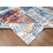 Load image into Gallery viewer, 8&#39;9&quot;x11&#39;7&quot; Imperial Blue And Earth Tone Colors, Abstract Design With Nepali Weave, Shiny Plant Based Silk, Hand Knotted, Oriental Rug FWR61278