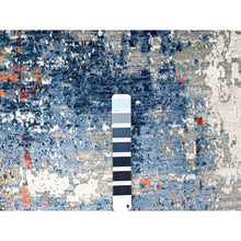 Load image into Gallery viewer, 8&#39;9&quot;x11&#39;7&quot; Imperial Blue And Earth Tone Colors, Abstract Design With Nepali Weave, Shiny Plant Based Silk, Hand Knotted, Oriental Rug FWR61278